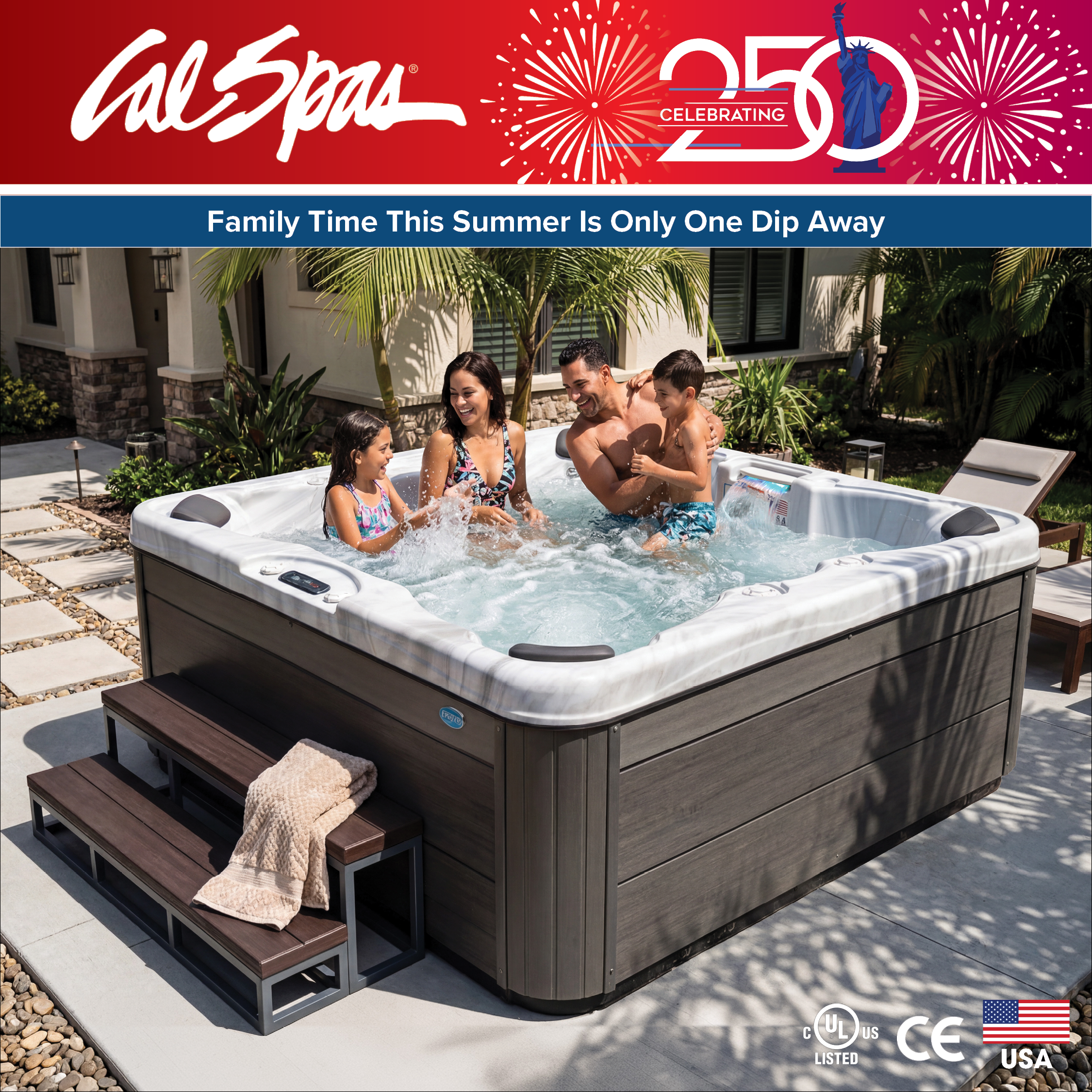 Calspas hot tub being used in a family setting - Tallahassee